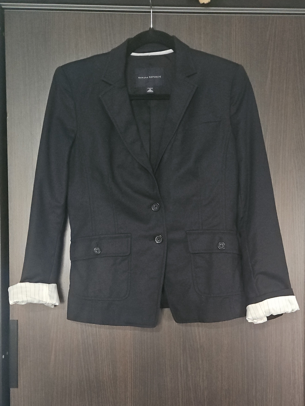 Banana Republic Black Women's Tailored Blazer with Rolled Cuffs